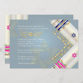 PixDezines Blue/Pink Tallits/B'nai Mitzvah Einladung (Vorne/Hinten)