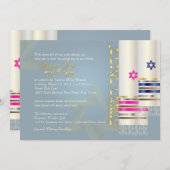 PixDezines Blue/Pink Tallits/B'nai Mitzvah Einladung (Vorne/Hinten)