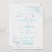 PixDezines Blue+Silver Palms, Engagement Party Einladung (Vorderseite)