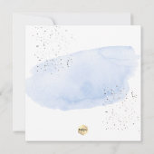 PixDezines Blue Watercolor+Honeycomb Taufe Einladung (Rückseite)