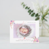 PixDezines Blume+Baby Girl, Imitate Foil Script Ankündigungspostkarte (Stehend Vorderseite)