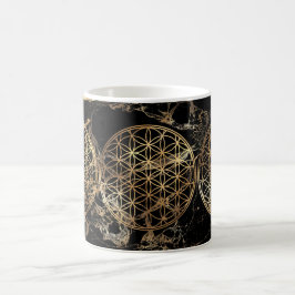 PixDezines BLUME des LEBEN-IMITAT-GOLDES+MARMOR Kaffeetasse