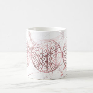 PixDezines BLUME DES LEBENS FALSCHES ROSÉGOLD+MARm Kaffeetasse