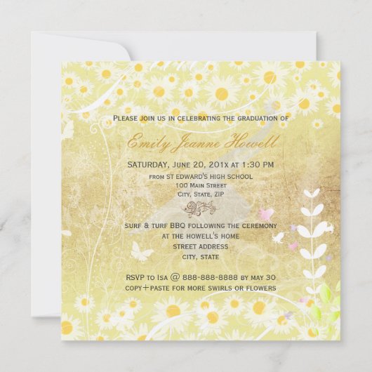 PixDezines Blume Power Abschluss, Mod Daisies Einladung (Rückseite)