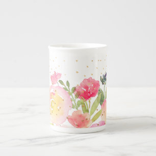 PixDezines Blumen-/Aquarell-/Frühlingsstrauß Porzellantasse