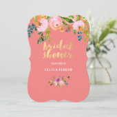 PixDezines Blumengebirge Brautparty/DIY Korallenbr Einladung (Stehend Vorderseite)