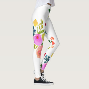PixDezines Blumiges Wasserfarben/Ranunkel/Rosa Leggings