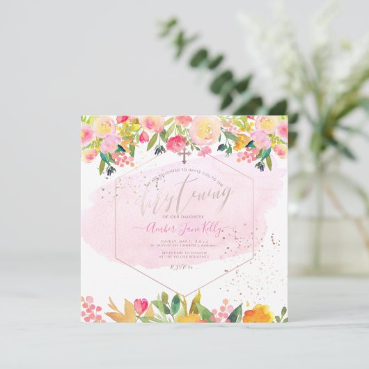 PixDezines Blush Aquarellfarben Blume Weihnachten Einladung (Stehend Vorderseite)