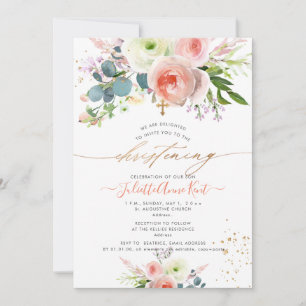 PixDezines Blush Aquarellpeonies Christening Einladung