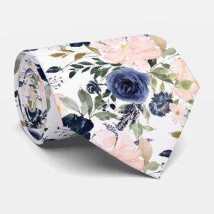 PixDezines Blush Blaue Wasserfarben Blumen DIY Far Krawatte