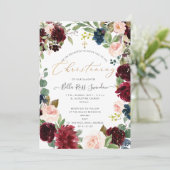 PixDezines Blush BlumenAquarellfarben Christening Einladung (Stehend Vorderseite)