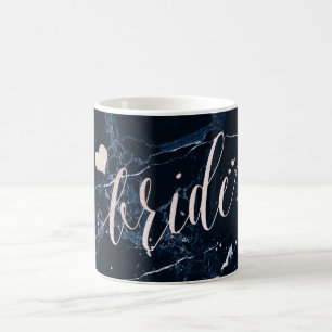 PixDezines Blush Brautjungfer Skript Navy Marmor Kaffeetasse