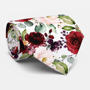 PixDezines Blush Burgund Wasserfarben Blumen Krawatte
