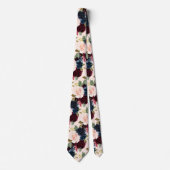 PixDezines Blush Burgundy Navy Flwrs DIY Backgrnd Krawatte (Vorderseite)