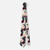 PixDezines Blush Burgundy Navy Wasserfarbe Blume Krawatte (Vorderseite)