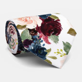 PixDezines Blush Burgundy Navy Wasserfarbe Blume Krawatte (Gerollt)