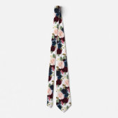 PixDezines Blush Burgundy Navy Wasserfarbe Blume Krawatte (Rückseite)