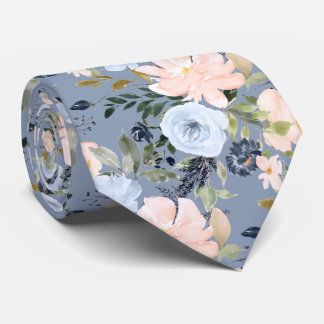 PixDezines Blush Dusty Blue H2 Botanisch Krawatte