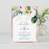 PixDezines Blush Floral Wasserfarbe Bat Mitzvah Einladung (Stehend Vorderseite)