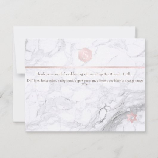 PixDezines Blush Honeycomb Mitzvah Danke ✡ RSVP Karte (Rückseite)