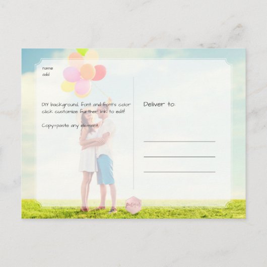 PixDezines Blush Imitate Platinum Modernes Pinsels Ankündigungspostkarte (Rückseite)