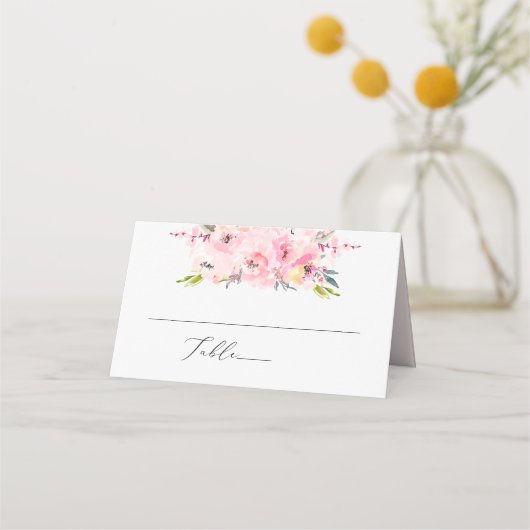 PixDezines Blush Peonies Aquarellfarben Blume Platzkarte (Vorderseite)