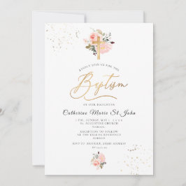 PixDezines Blush Pink Aquarell Rose Taufe Einladung