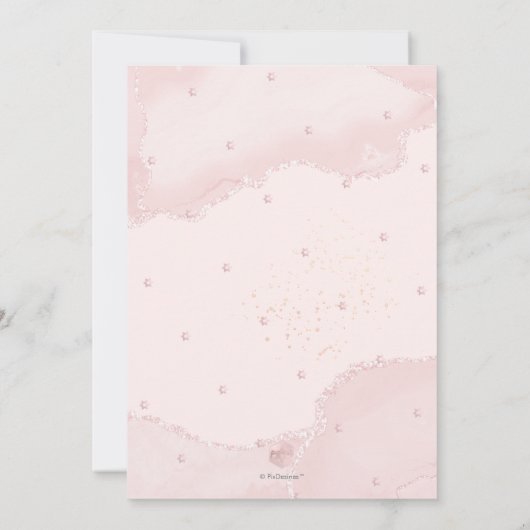 PixDezines Blush Pink Aquarellfarbe Agate Bat Mitz Einladung (Rückseite)
