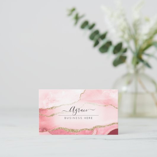 PixDezines Blush Pink Aquarellfarben Agate Visitenkarte (Stehend Vorderseite)