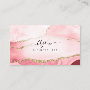PixDezines Blush Pink Aquarellfarben Agate Visitenkarte