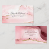 PixDezines Blush Pink Aquarellfarben Agate Visitenkarte (Vorne/Hinten)