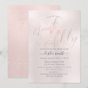PixDezines Blush Pink Champagner Brunch+Bubbly Einladung