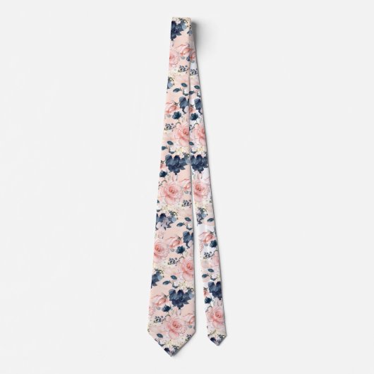 PixDezines Blush Pink Ice Blau Blume Krawatte (Vorderseite)