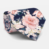 PixDezines Blush Pink Ice Blau Blume Krawatte (Gerollt)
