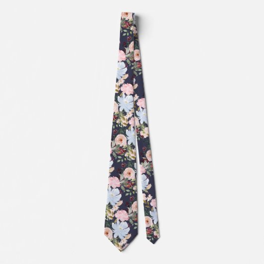 PixDezines Blush Pink Ice Blau Blume Krawatte (Vorderseite)