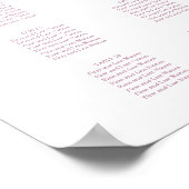 PixDezines Blush Pink Kalligraphie, Seating Chart Poster (Ecke)