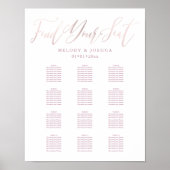 PixDezines Blush Pink Kalligraphie, Seating Chart Poster (Vorne)