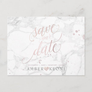 PixDezines Blush Pink/Marmor/Rett unseres Datums Postkarte