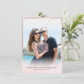 PixDezines Blush Pink Modernes Drehbuch|DIY Hinter Save The Date (Stehend Vorderseite)