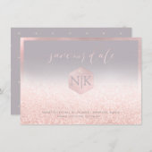 PixDezines Blush Pink Modernes Script+Glitzer Save The Date (Vorne/Hinten)