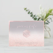 PixDezines Blush Pink Modernes Script+Glitzer Save The Date (Stehend Vorderseite)