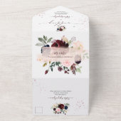 PixDezines Blush Pink Navy Burgund H2 Blume All In One Einladung (Außenbereich)