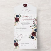 PixDezines Blush Pink Navy Burgund H2 Blume All In One Einladung (Innen Boden)