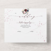 PixDezines Blush Pink Navy Burgund H2 Blume All In One Einladung (Rückseite)