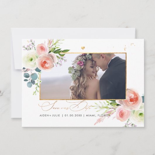 PixDezines Blush Pink Peonies Save the Date (Vorderseite)