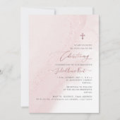PixDezines Blush Pink Rose Gold Christening Einladung (Vorderseite)