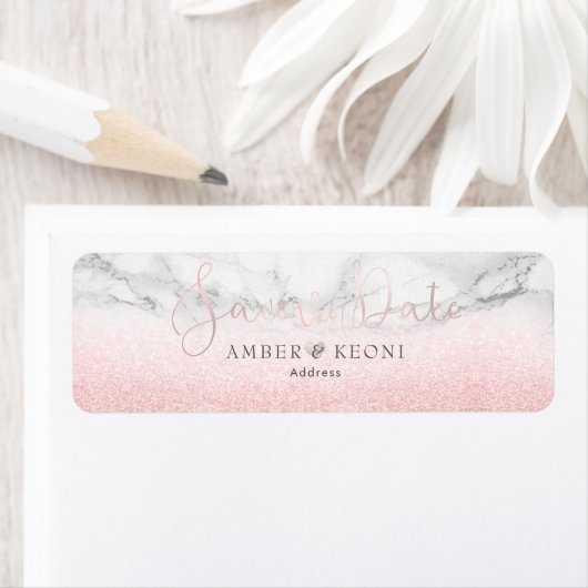 PixDezines Blush Pink Snow Bokeh+Marble Rett Datum (Insitu)