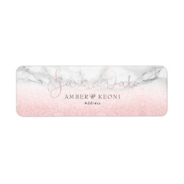PixDezines Blush Pink Snow Bokeh+Marble Rett Datum
