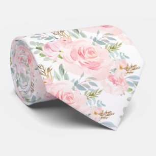PixDezines Blush Rosa Staubblau Aquarell-Rosen Krawatte
