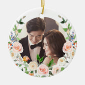 PixDezines Blush Rose Kranz, Erste Weihnachten Keramik Ornament (Vorne)